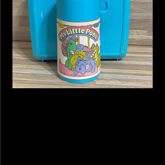 My Little Pony Blue vintage 80s blue Pink Lunchbox Set pastel colors - Picture 2 of 13